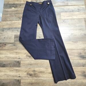 Tory Burch Pants 6 Chino Navy Blue Stretch Designer Bootcut Slacks Career
